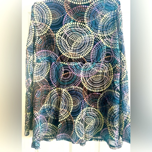 NYLoN MeSH Vintage 90s Y2K Axcess Liz Claiborne Long Sleeve Top Kaleidoscope XL - Picture 6 of 6